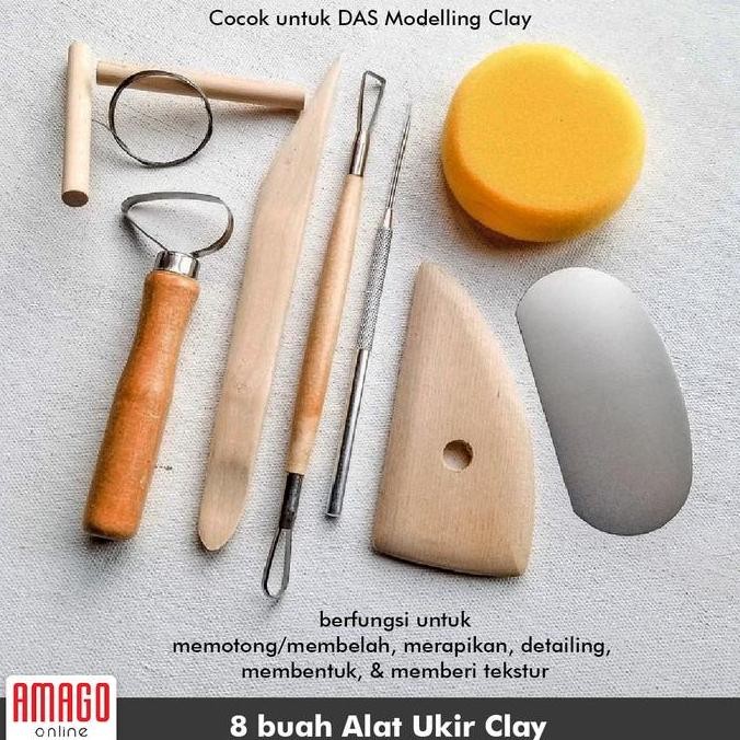 

8 pcs Pottery Clay Tools Set - Alat Ukir kayu Tembikar Tanah Liat