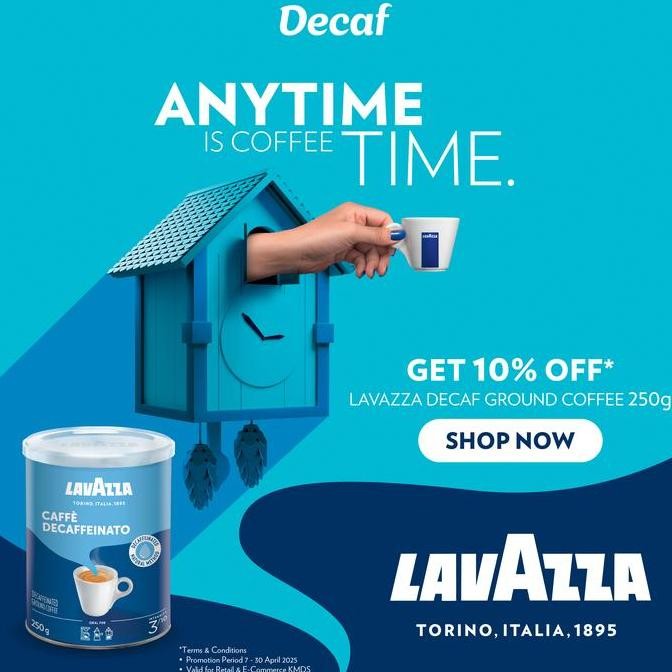 

ready stock Lavazza Coffe Caffe Decaffeinato Ground 250 gram Tin