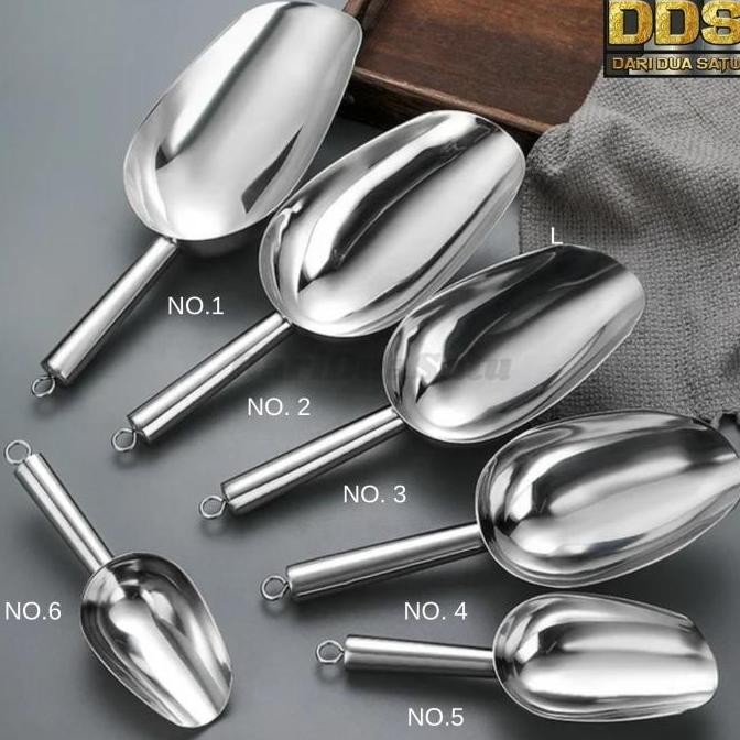 

Terlaris Sale Sekop Es Batu Stainless Steel Tebal With Hook Sendok Tepung Beras Biji