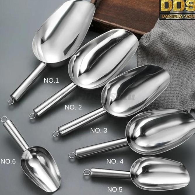 

Terlaris Sekop Es Batu Stainless Steel Tebal With Hook Sendok Tepung Beras Biji
