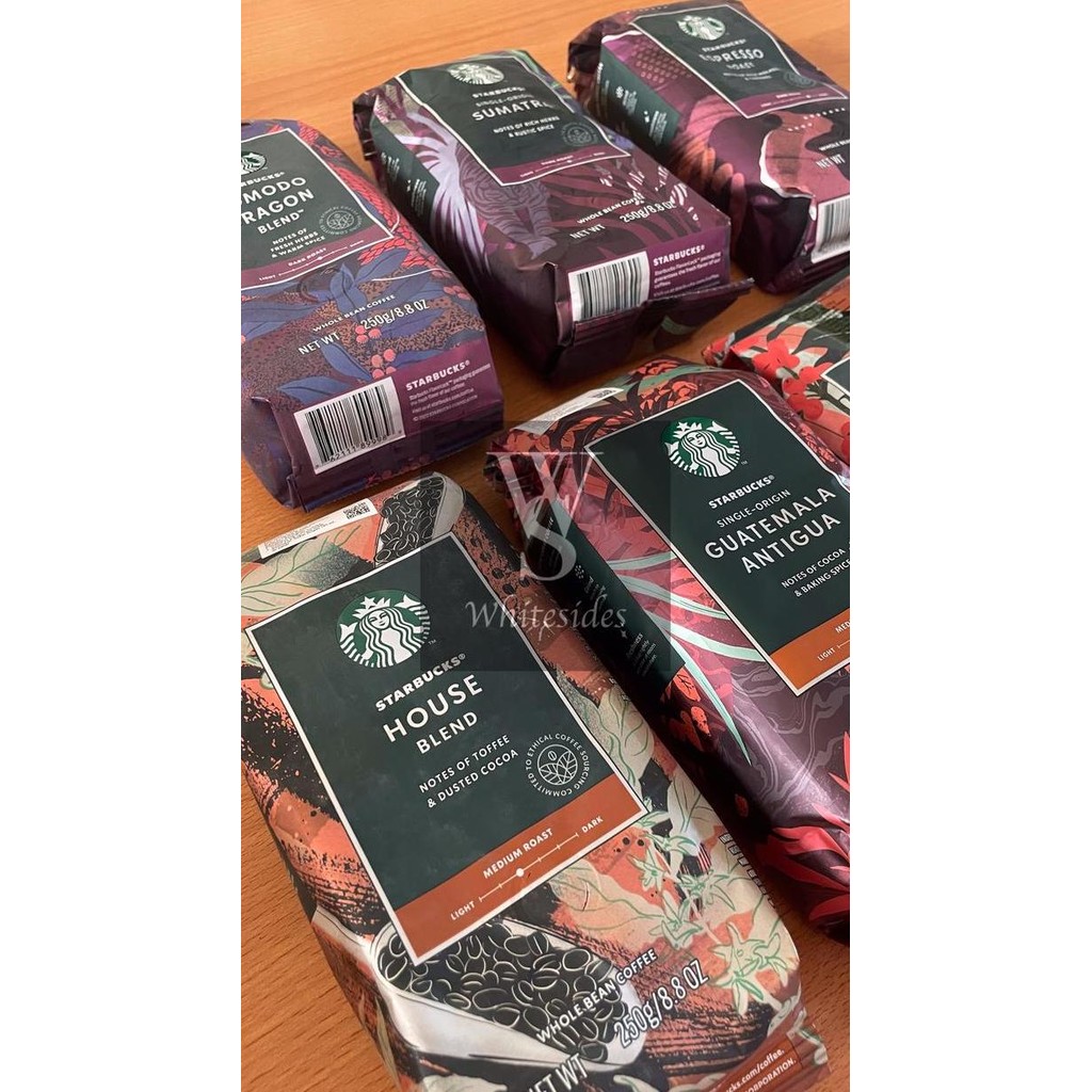 

ready stock Whole Bean Dark Roast 250gr Starbucks Brew Me Coffee Grind