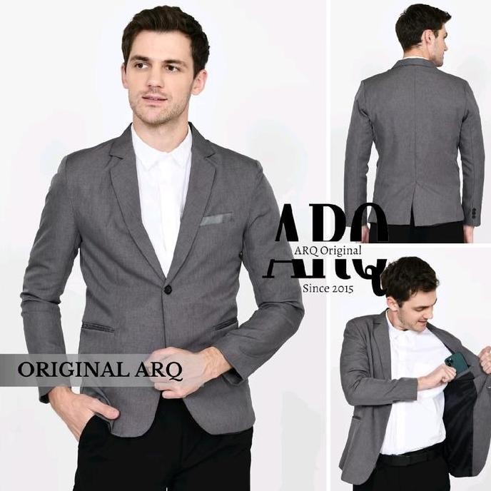 JSS BLAZER PRIA ABU POLOS TERBARU hitam formal Kantor Slim Fit Panjang  Kerja Semi Cowok Casual Kere