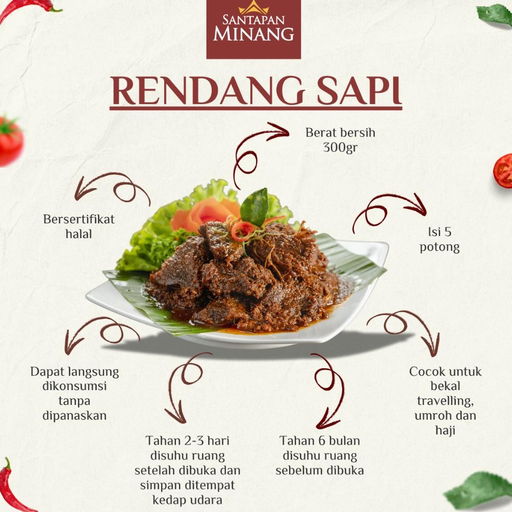 

Rendang Daging Sapi Asli Khas Padang 300 gr Halal - Santapan Minang