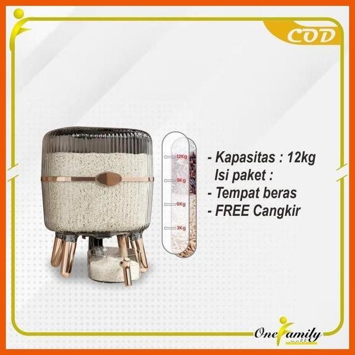 

Terlaris One-C841 Dispenser Beras 12Kg Tempat Beras Estetik / Kotak Penyimpanan Makanan Kacang Tepung / Wadah Beras Rice Box Storage Perlengkapan Dapur