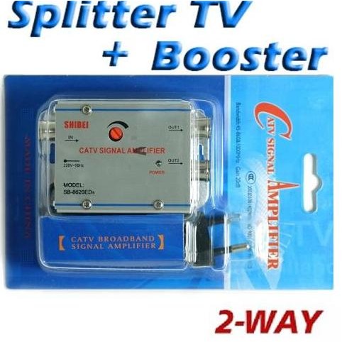 Splitter TV DVR Kabel TV 2 Way + Booster MURAH