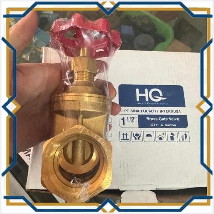 [TSJ] BUKAN ONDA GATE VALVE 1 1/2" INCH HQ KUNINGAN STOP KRAN 1,5" HQ GATE VALVE BRASS