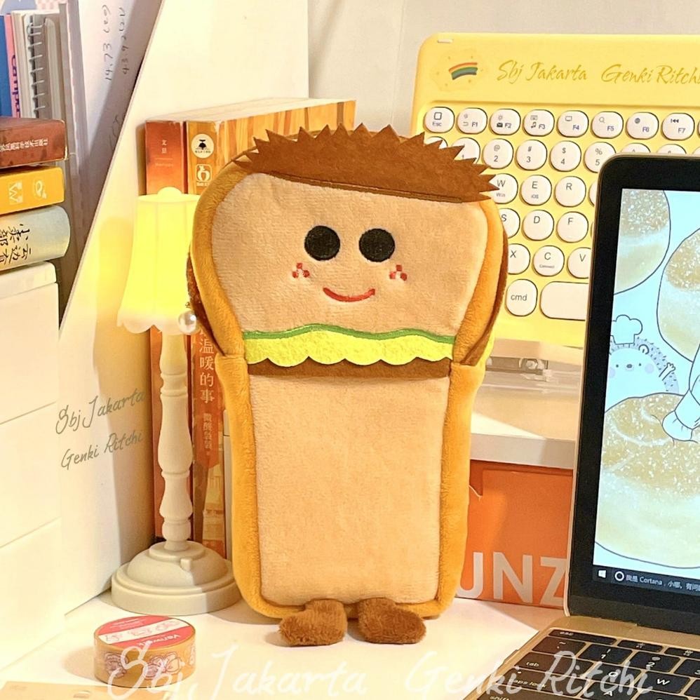 

BISACOD Tempat pensil kain Kotak pensil Pencil case karakter ROTI BURGER SANDWICH lucu J-42