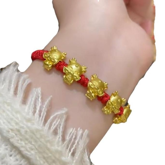 Gelang Merah Naga Emas Gelang Tali Merah Gold Dragon Bracelet Murah Termurah