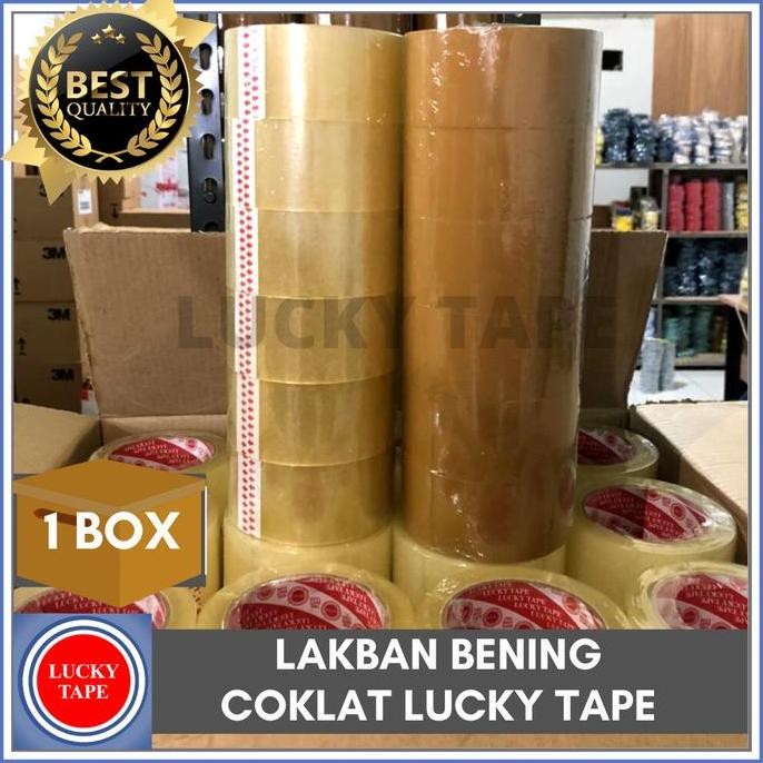 

BEBAS ONGKIR - LAKBAN BENING COKLAT 2" INCH x 100YARD 1 BOX LUCKY TAPE