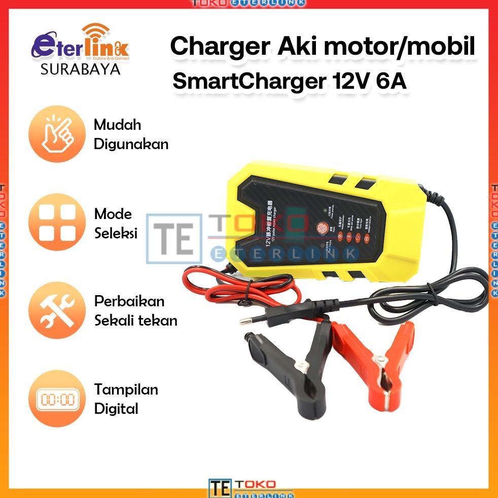 Charger Aki Mobil Motor 6A 12V Mobil Carger Aki Mobil Casan Aki Alat Cas Aki Motor Carger Auto Repai