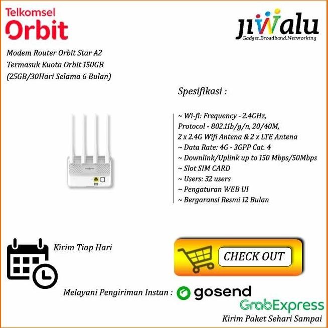 TERMURAH - Modem Router Wifi Telkomsel Orbit Star A1 4G LTE Free Telkomsel 150GB