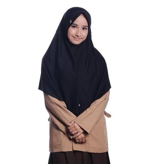 Kerudung Sekolah Innova Lx Hitam M Rabbani Hijab Jilbab Scarf Khimar LC