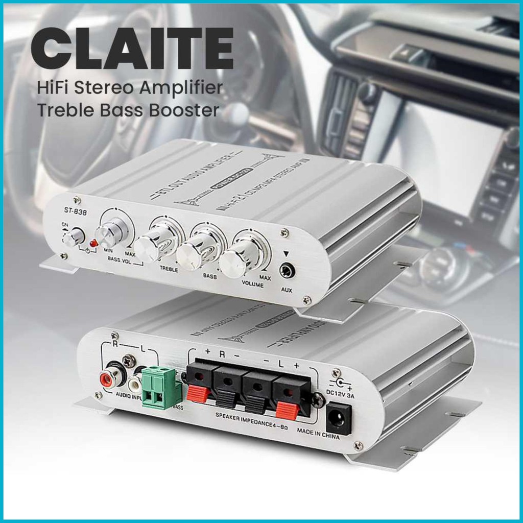 COD CLAITE HiFi Stereo Amplifier Treble Bass Booster / amplifier ampli mobil super bass 12v blutut b