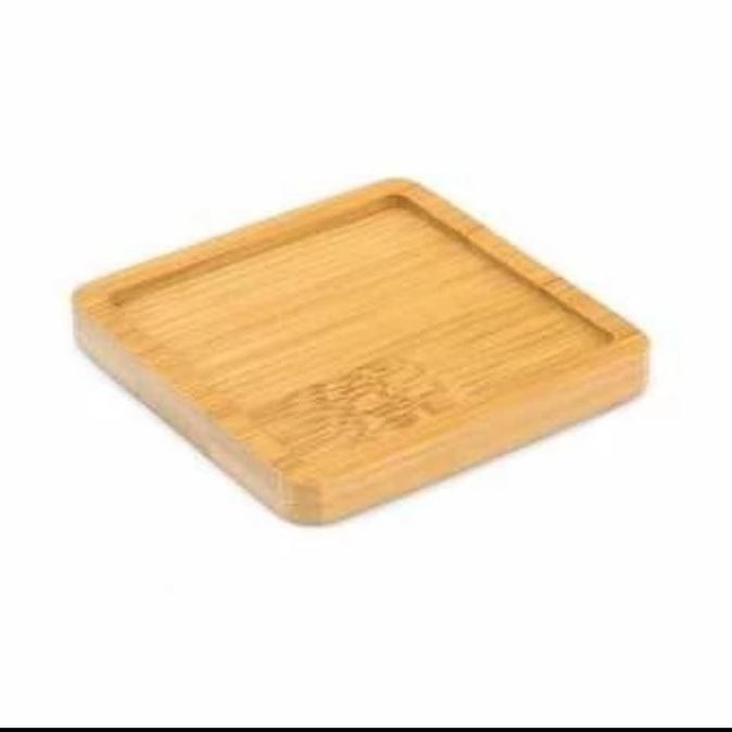 ><><><] Alas Tatakan Gelas Mug Cangkir Teh Kopi Kayu Bambu Segi Kotak Coaster