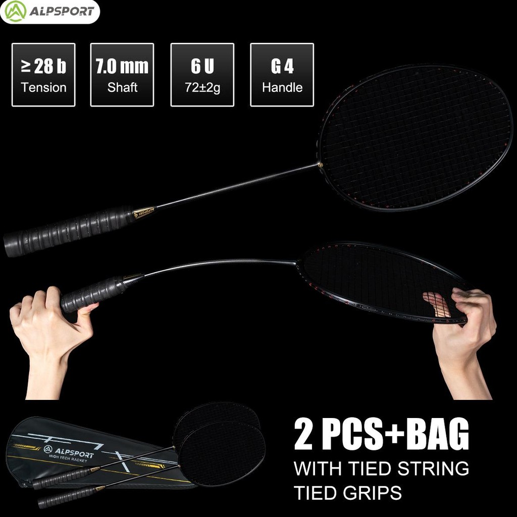 Raket Bulu Tangkis ALPSPORT XHP 6U 72G G4 T700 Raket Bulu Tangkis Serat Karbon Penuh 30LBS ALP Asli