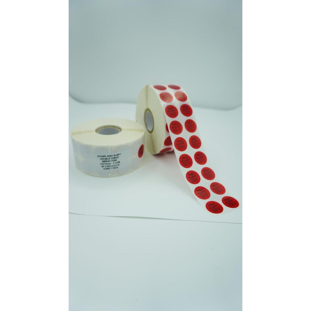 

BEBAS ONGKIR - STIKER HIGH ALERT DOUBLE CHECKED BULAT WARNA MERAH dia 15mm