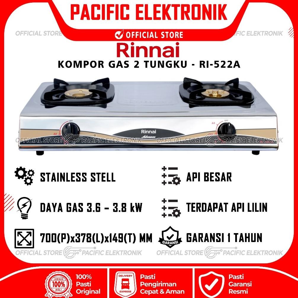 Kompor Gas Rinnai Stainless RI-522A / RI522A / 522A