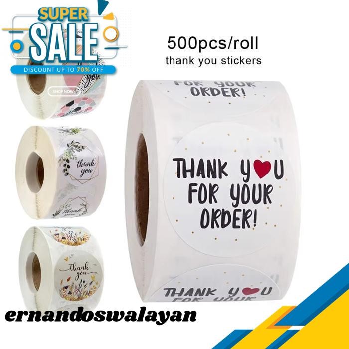 

STICKER STIKER TEMPEL TEMPELAN THANK YOU TERIMA KASIH SEAL LABEL KERTAS 1 ROLL ISI 500 PCS BULAT BUNGA KUCING GELAS MAKANAN UMKM ONLINE SHOP THX TQ WARNA SELF ADHESIVE SEAL LABEL PRODUK PILIHAN
