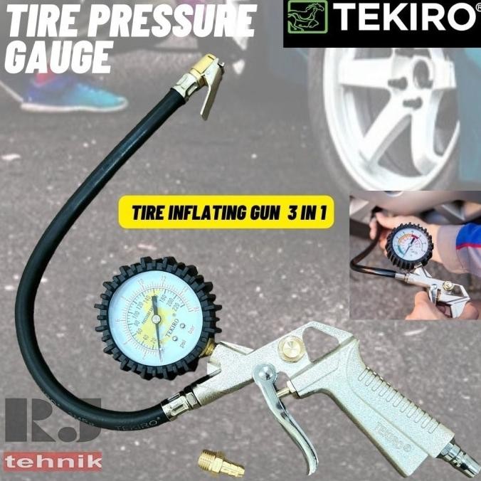 Promo Tekiro Tire Pressure Gauge Inflator Alat Pompa Isi Ukur Tekanan Angin COD