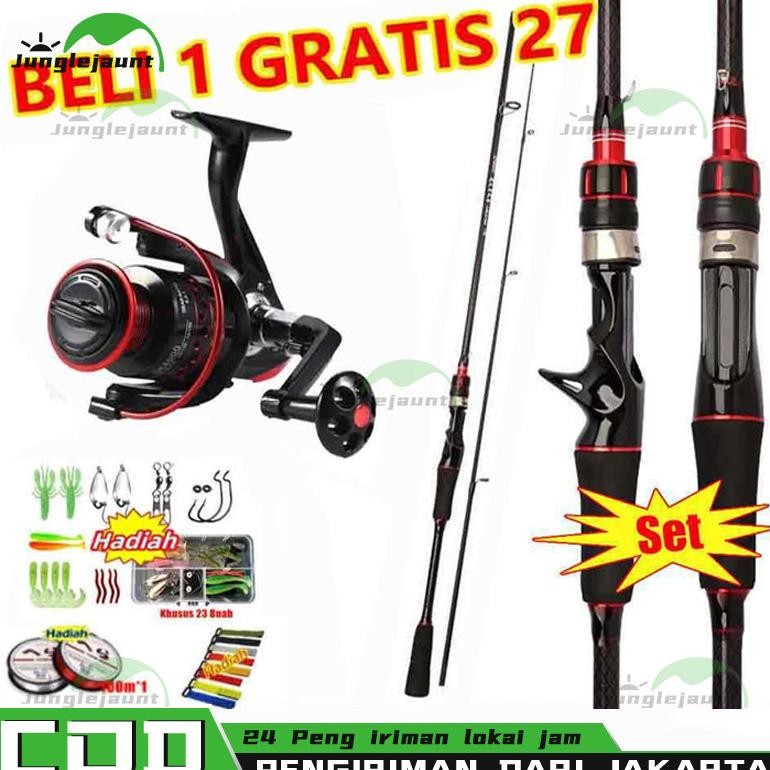 Joran Pancing Set 1.6m-2.4m Reel Pancing LK 2000-7000Joran UL Carbon Pancingan Set Lengka  Putar Rel
