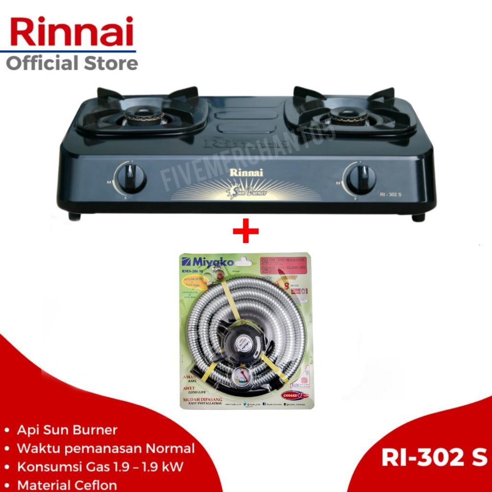 Kompor Gas Rinnai RI 302 S Kompor Ceflon Rinnai 2 Tungku Kompor Rinai 302s Kompor Teflon Rinnai