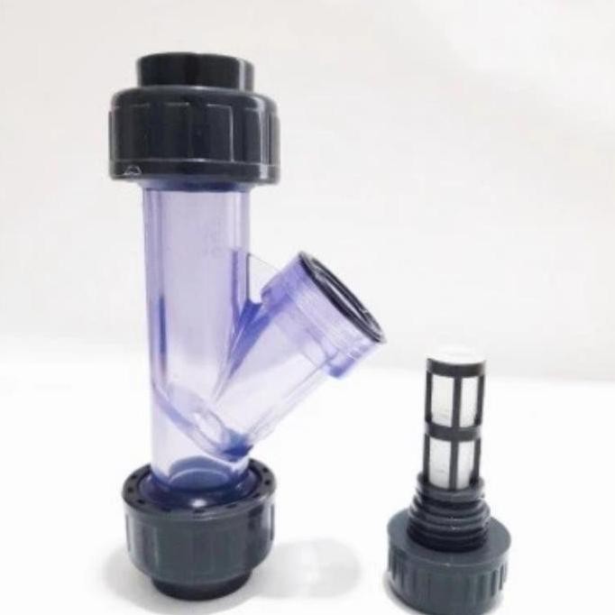 Y Strainer Clear Double Union PVC 3/4 inch Clear Y Strainer PVC JIS DN20