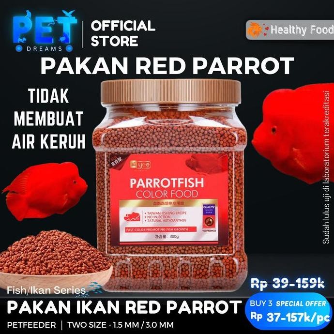 Terlaris Pakan Red Parrot Louhan / Pelet Blood Red Parrot / Makanan Ikan Parrot