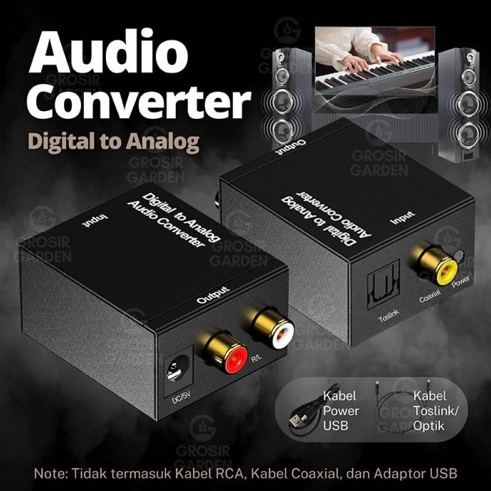 Converter Audio Toslink Optical Coaxial Digital to Analaog USB RCA TV