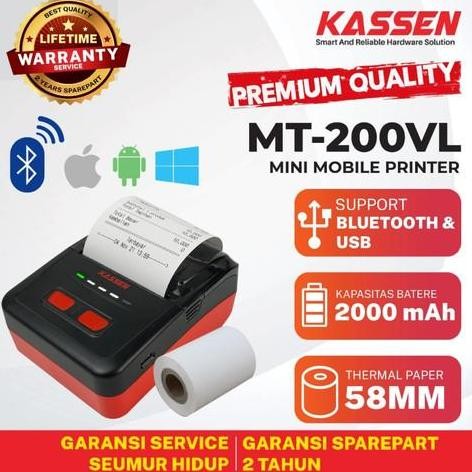 

BEBAS ONGKIR - PORTABLE PRINTER THERMALL 58MM KASSEN MT200 BLUETOOTH - Kassen MT200VL