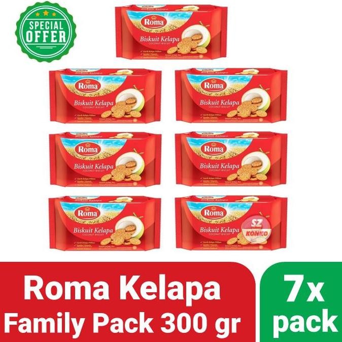 

Paket Hemat - 7x Biskuit Roma Kelapa 300 gr - Family Pack Bundle