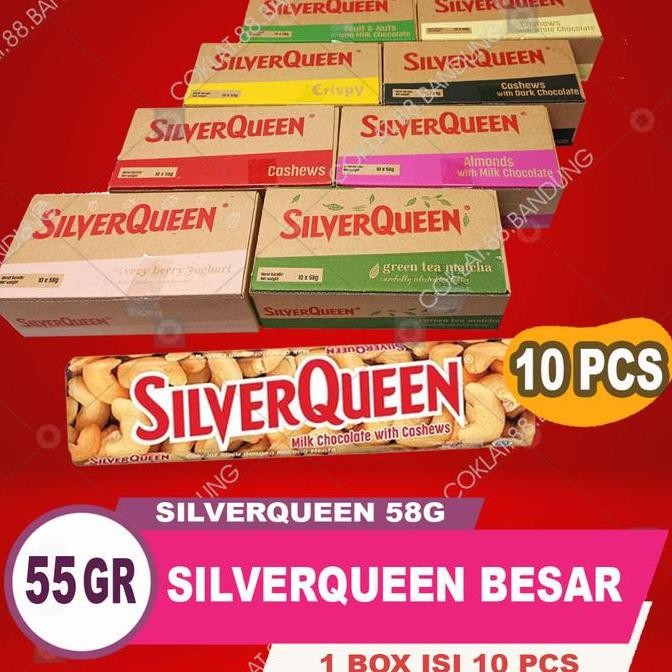 

SILVERQUEEN 58 GRAM 1 BOX 10 PCS, SILVER QUEEN 58GR 1 DUS X 10 X 58 GR
