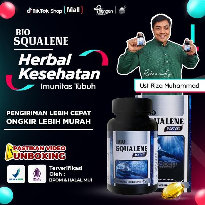 

Terlaris [Rekomendasi Ust. Riza Muhammad] Bio Squalene Suplemen Vitamin Minyak Hati Ikan Hiu Isi 30 Softgel