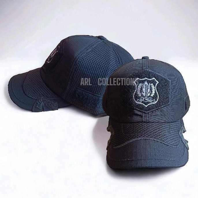 Topi Tactical Coak Combinasi Hitam Security Satpam Base Ball Caps Velcro Ripstop Cotton Double Mess 
