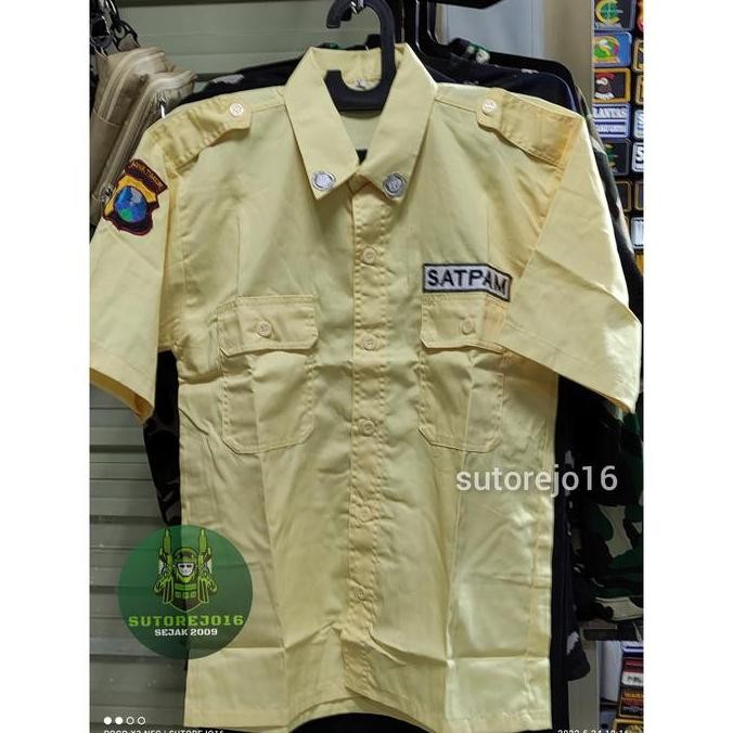 Baju Seragam Pdh Lengan Pendek Pria Satpam Security Warna Krem Cream New Stok