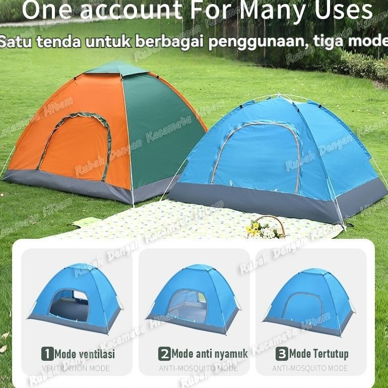 Tenda Camping 1-2 Person Tenda 2-4 Orang Kemping Outdoor/Tent Camp Tenda Alat Camping Kemah Lipat Ke