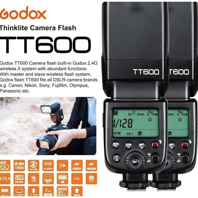Paket Godox Tt600 Tt 600 Universal + Trigger Godox X2T Nikon New Stok