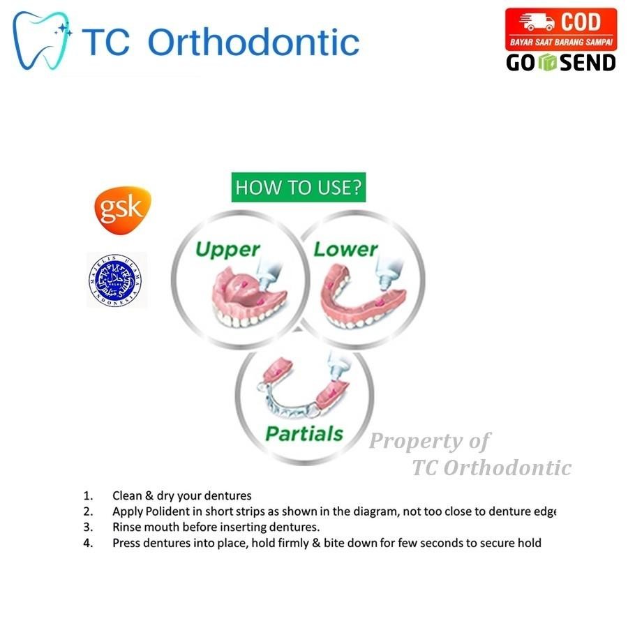 Polident Adhesive Fresh Mint 8.5 Gr Lem Gigi Palsu (Merah) / Polident Fresh Mint Perekat Gigi Palsu