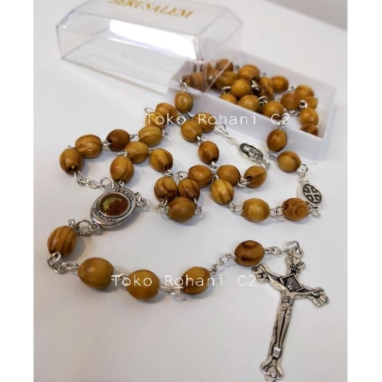 M-4 Kt78 Rosario Jerusalem Kayu Coklat (3282) - Rosario Kayu - Rosario Jerusalem - Rosario Rohani Or