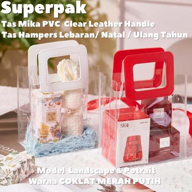 

siap kirim (grosir 10 buah) tas mika pvc clear bening hampers goodie bag premium