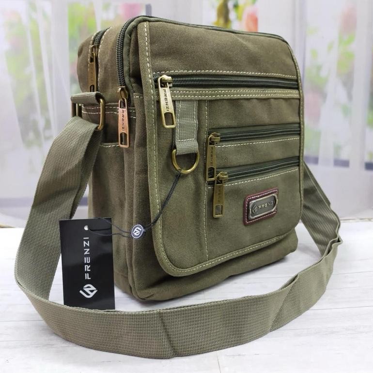 Fh-46 Tas Pria Kanvas Premium Untuk Hari Raya Lebaran Selempang Kanvas Forenzi Besar L