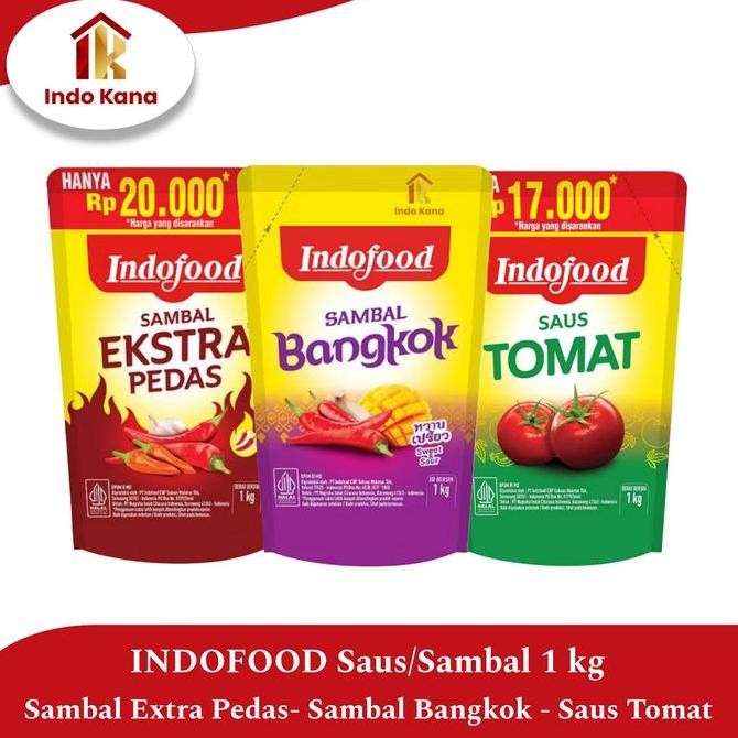 

Tersedia INDOFOOD Sambal Extra Pedas/Sambal Bangkok/Saus Tomat Pouch 1 Kg