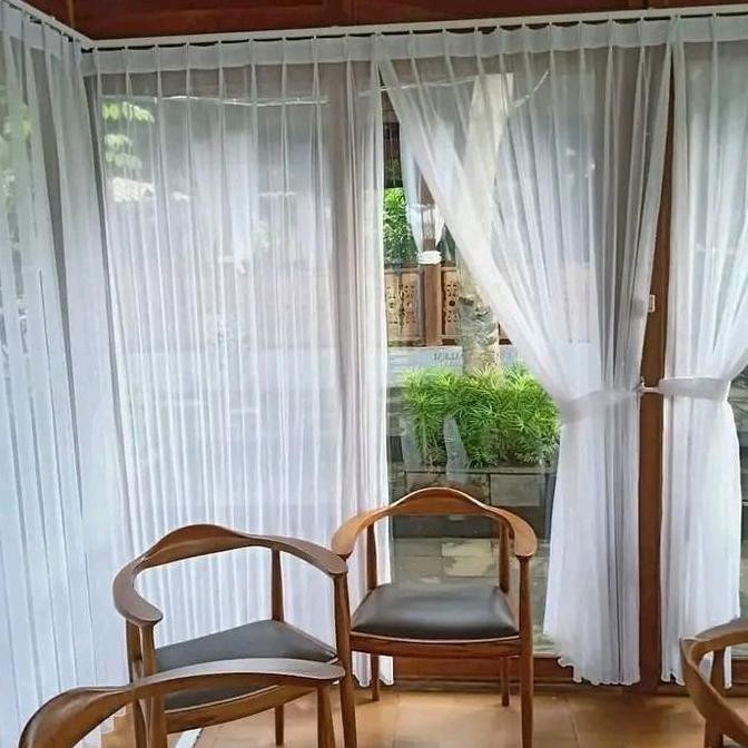 Vitrase Lapisan Gorden Jendela Pintu Lebar 1 Meter Dan 150 Tirai Hordeng Transparan Kain Putih Kotak