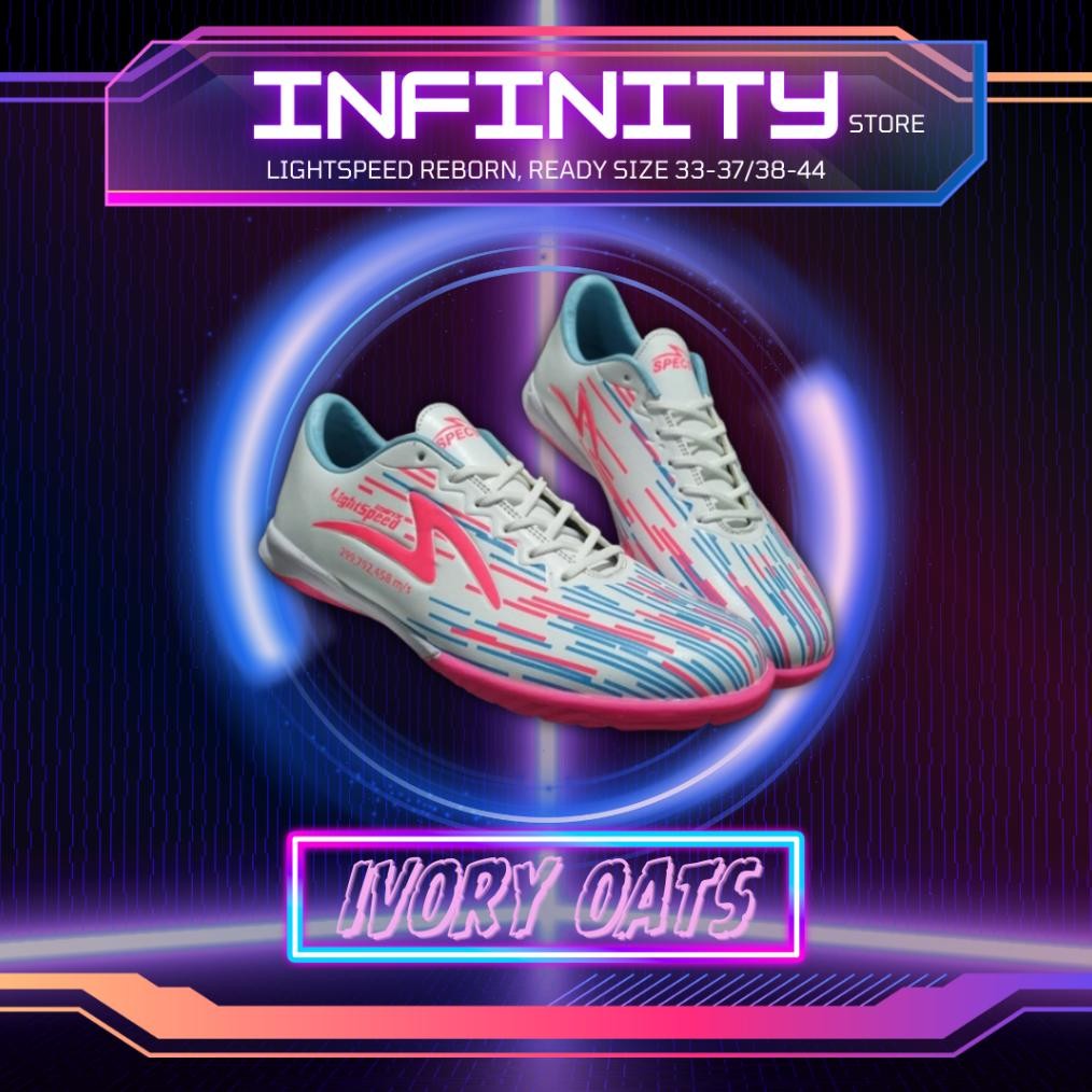 Sepatu Futsal Specs Accelerator Lightspeed Reborn In Meta Crush | Iluminate Pack Pearlized White