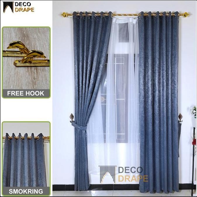 Gorden Jendela Minimalis Blackout Polos Kain Tebal Kedap Suara Asli