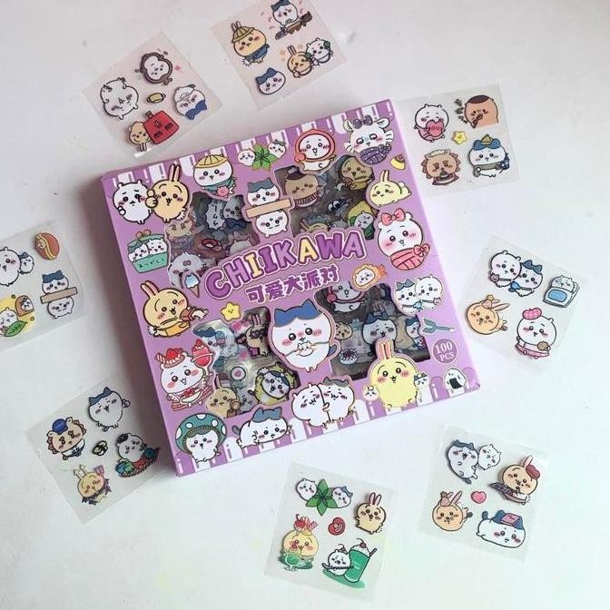 

ready CHIIKAWA STICKER BOX ISI 100 PCS stiker BERGAMBAR