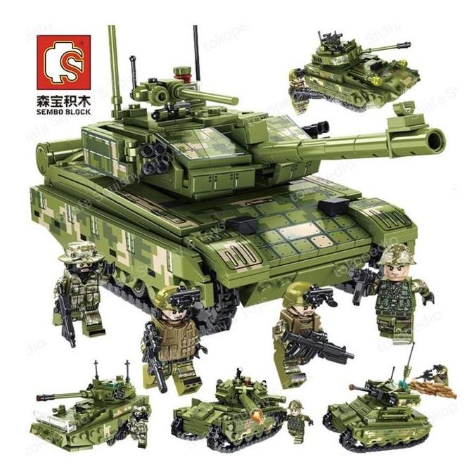 Sembo Block Iron Blood Heavy Military Tank 4in1 Brick