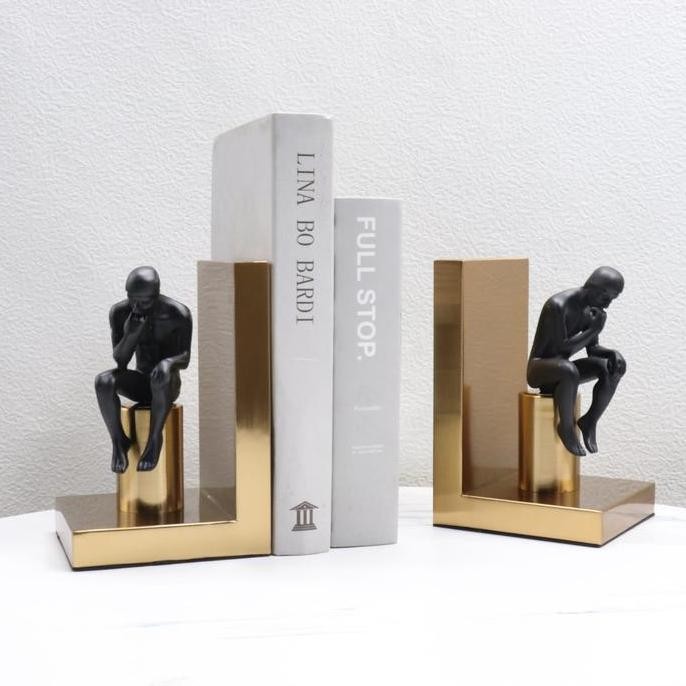 

BEBAS ONGKIR - Penyangga Buku Unik Thinking Man / Bookend Ornaments Set EB Home 2530
