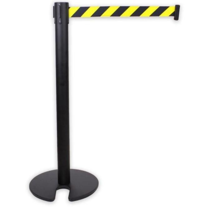 

Tiang Antrian HItam Pita Kuning Hitam tatakan U-Shape V Shape