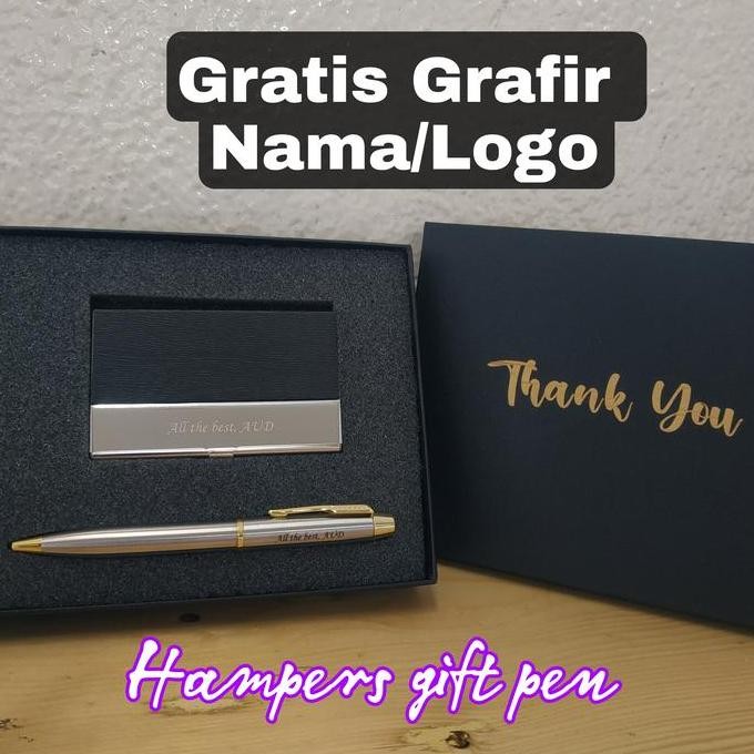 

NEW exclusive gift set pen Parker + card holder gratis Grafir nama / logo