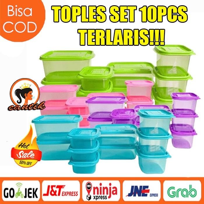 Hc Toples Oita 10 Set / Food Container Oita Set 10 Pcs / Toples Set Serbaguna / Toples Makanan Bpa F